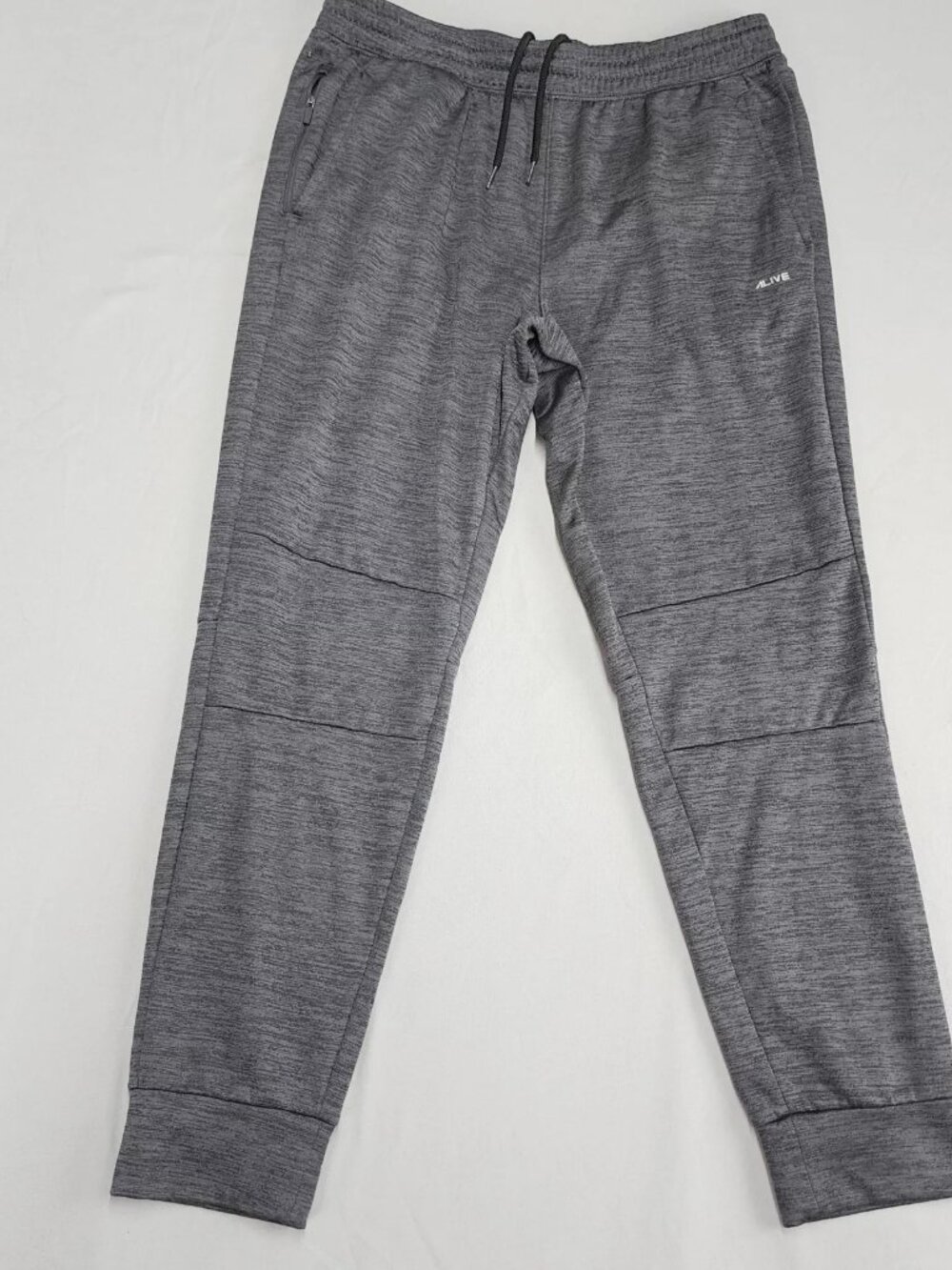 Alive Mens Jogger Pants XL Gray Heathered Fleece Qwick Dry Zipper Pockets